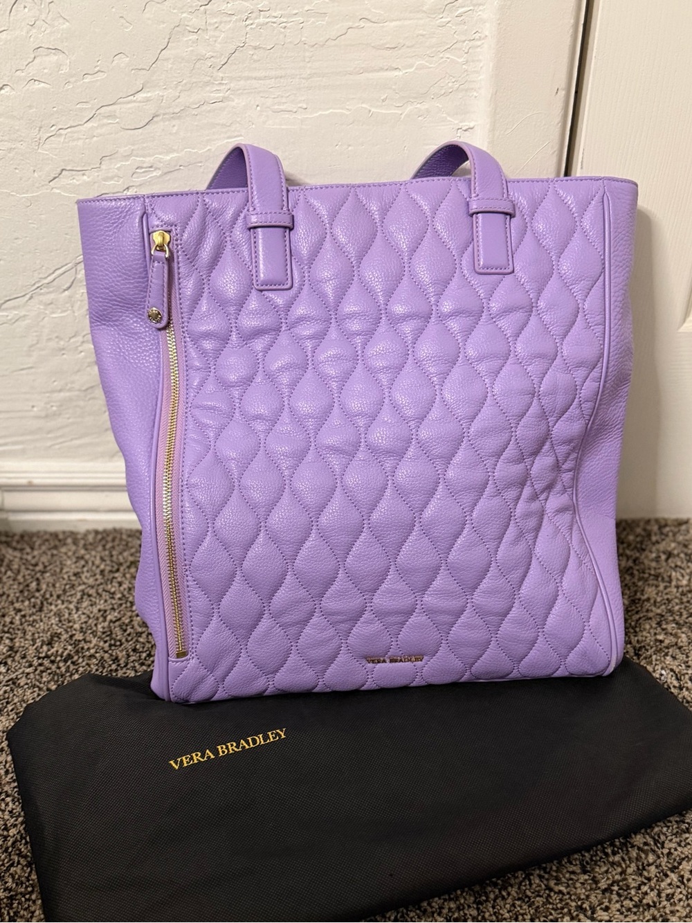 Vera Bradley Quilted Leah Tote Bag in lavender leather